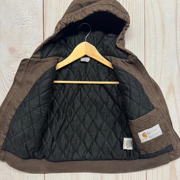 Carhartt Kids Duck Canvas XXS 4-5 Brown Hooded Quilted Insulated Winter Jacket - Picture 6 of 8
